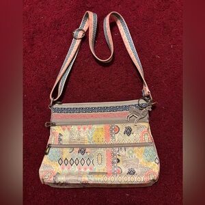 SAKROOTS ARTIST CIRCLE CROSSBODY HANDBAG EUC